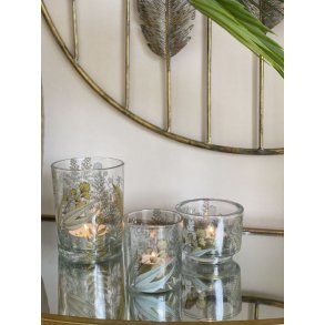 Fyrfadsglas med guld motiv